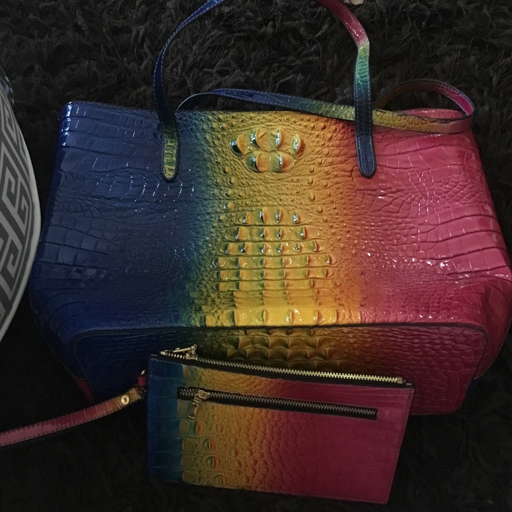 Source Unknown Rainbow Ombre Croc-Embossed Tote with Wristlet ~ brand new